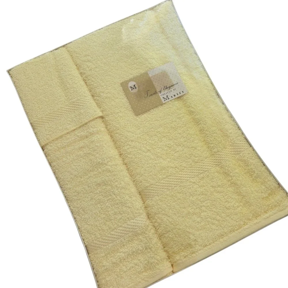 Baroness Lemon Ice Towel Set By Martex 3 Piece Bath Guest Face Cloth Cotton NOS